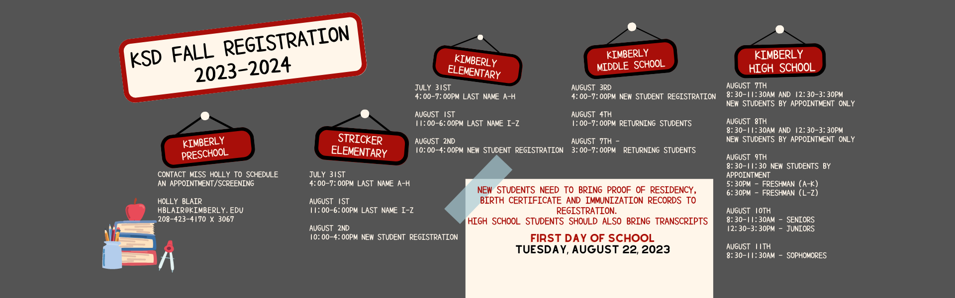 202324 Fall Registration Kimberly School District